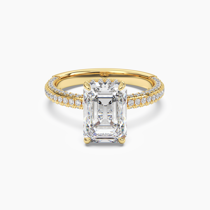 Vesper Emerald Hidden Halo 2 Carat Lab Grown Diamond Engagement Ring in 14K Yellow Gold