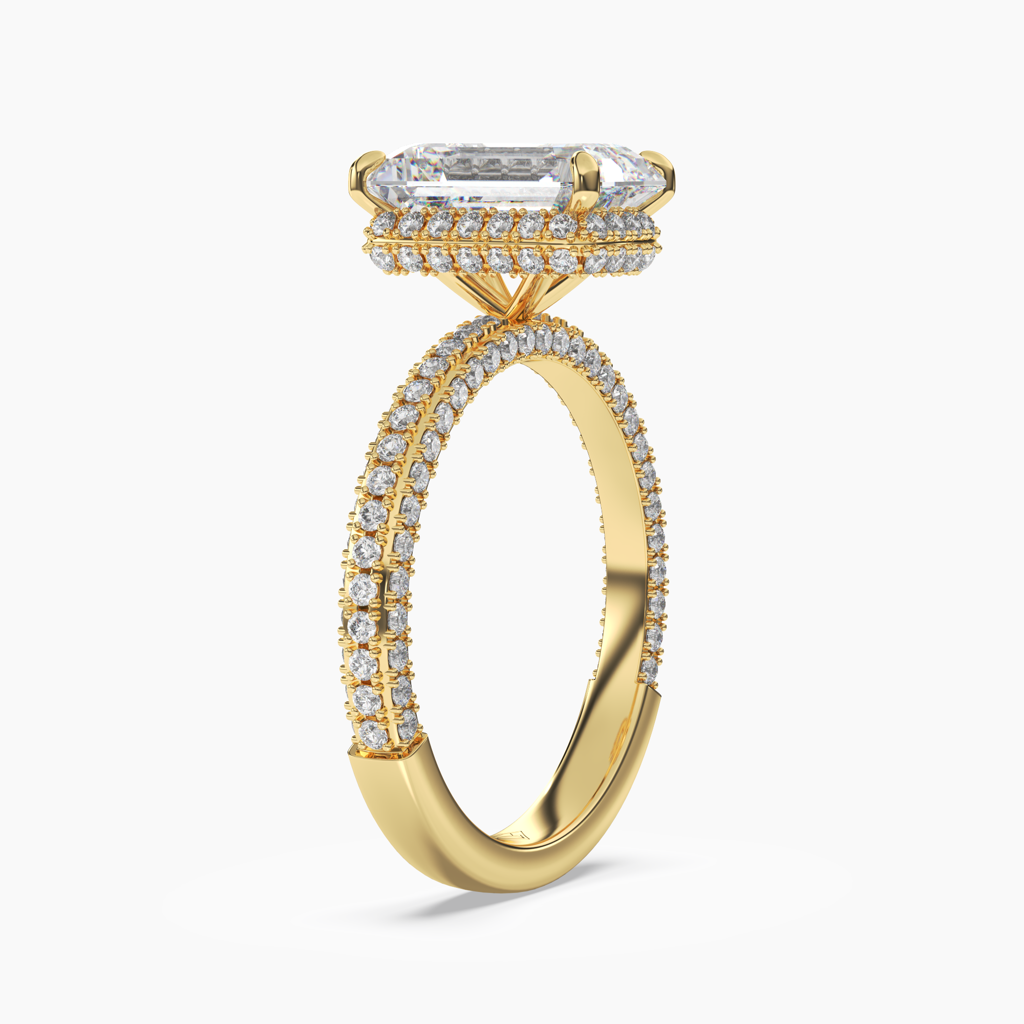 Vesper Emerald Hidden Halo 2.5 Carat Lab Grown Diamond Engagement Ring in 18K White Gold
