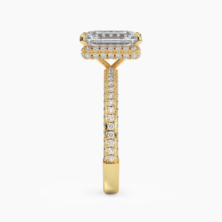 Vesper Emerald Hidden Halo 1.5 Carat Lab Grown Diamond Engagement Ring in 18K Rose Gold