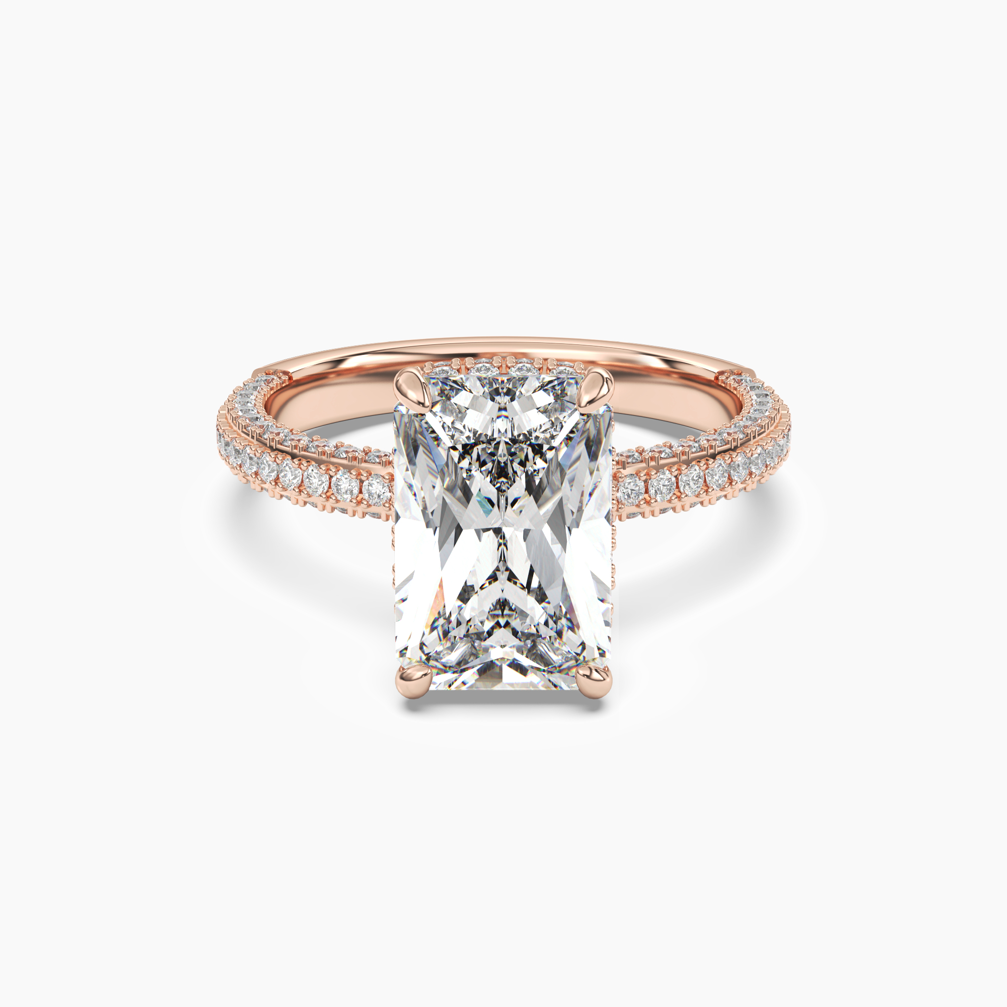Vesper Radiant Hidden Halo 2 Carat Lab Grown Diamond Engagement Ring in 14K Yellow Gold