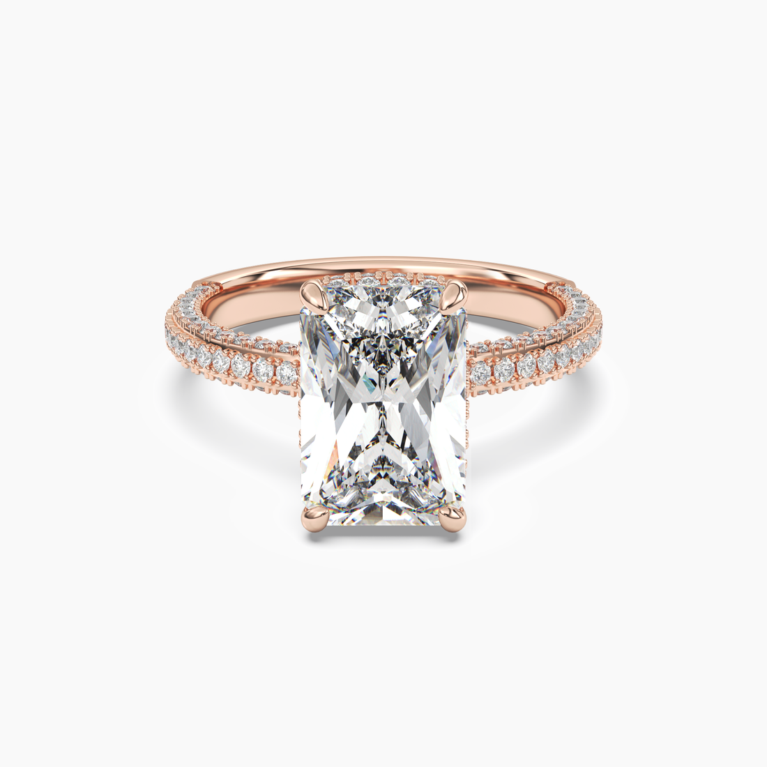 Vesper Radiant Hidden Halo 3 Carat Lab Grown Diamond Engagement Ring in 18K Yellow Gold
