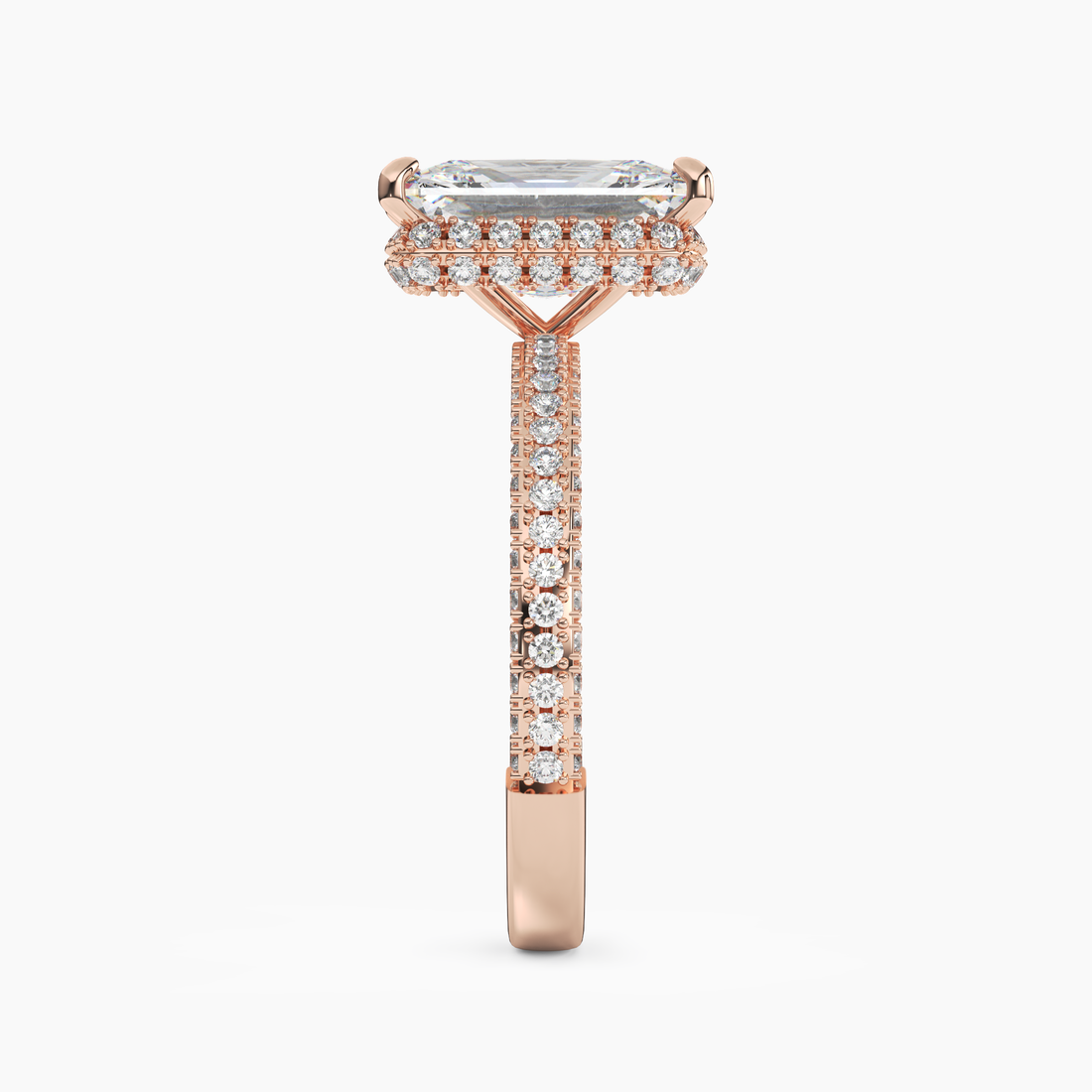 Vesper Radiant Hidden Halo 2 Carat Lab Grown Diamond Engagement Ring in 18K Yellow Gold