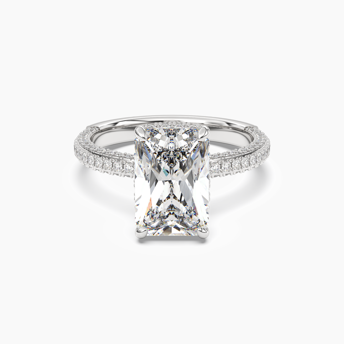 Vesper Radiant Hidden Halo 3 Carat Lab Grown Diamond Engagement Ring in 18K White Gold
