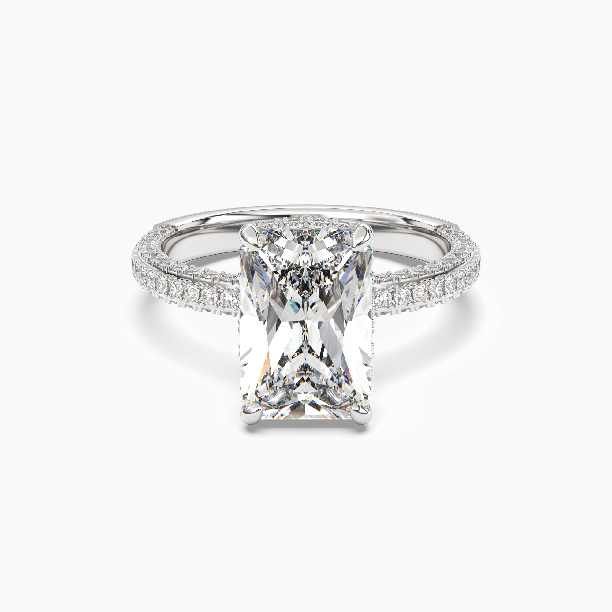 Vesper Radiant Hidden Halo 3 Carat Lab Grown Diamond Engagement Ring in 14K White Gold