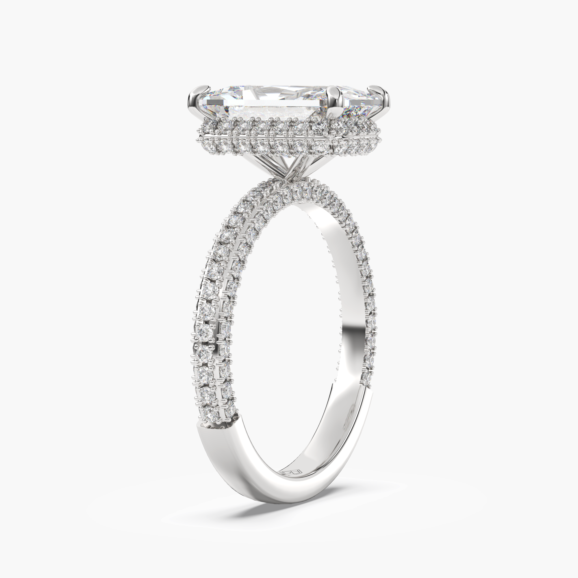 Vesper Radiant Hidden Halo 3 Carat Lab Grown Diamond Engagement Ring in 18K Yellow Gold