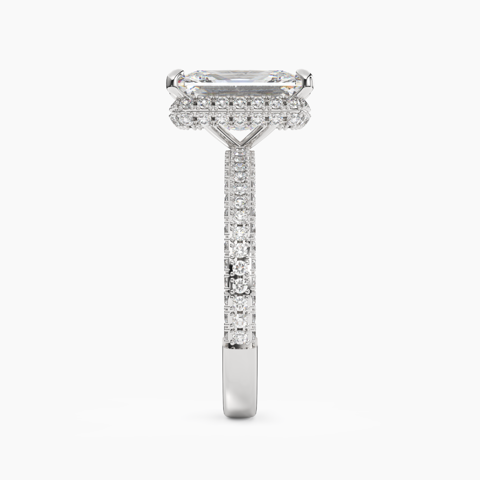 Vesper Radiant Hidden Halo 3 Carat Lab Grown Diamond Engagement Ring in 18K White Gold