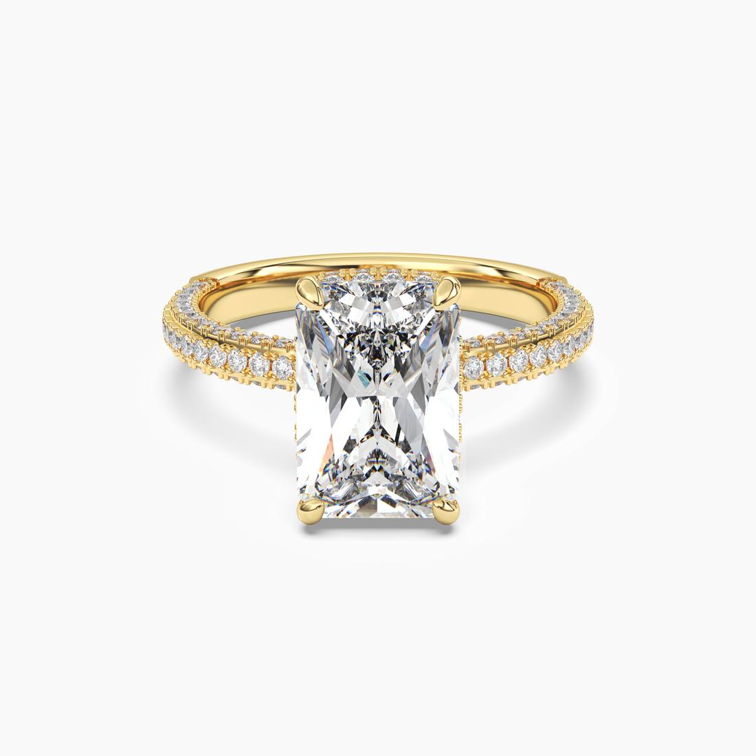 Vesper Radiant Hidden Halo 3 Carat Lab Grown Diamond Engagement Ring in 18K Yellow Gold