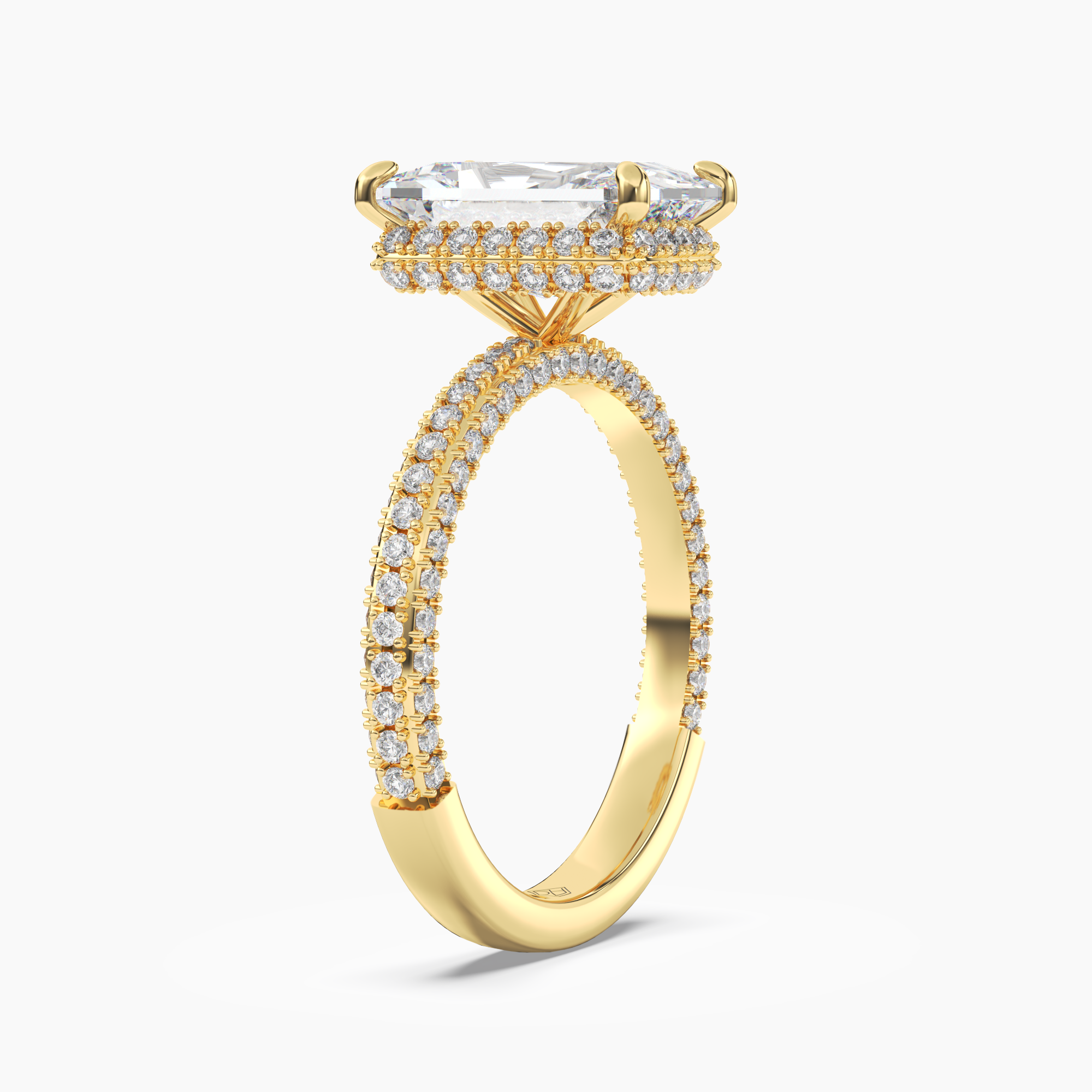 Vesper Radiant Hidden Halo 2 Carat Lab Grown Diamond Engagement Ring in 14K Yellow Gold
