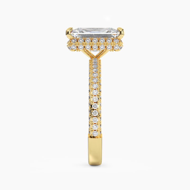 Vesper Radiant Hidden Halo 3 Carat Lab Grown Diamond Engagement Ring in 14K Rose Gold