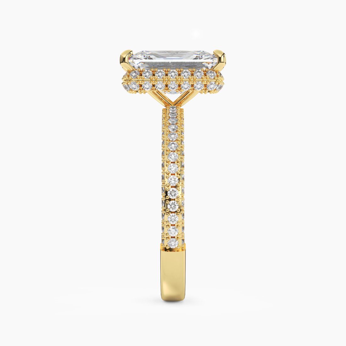 Vesper Radiant Hidden Halo Diamond Ring Setting in 14K Yellow Gold