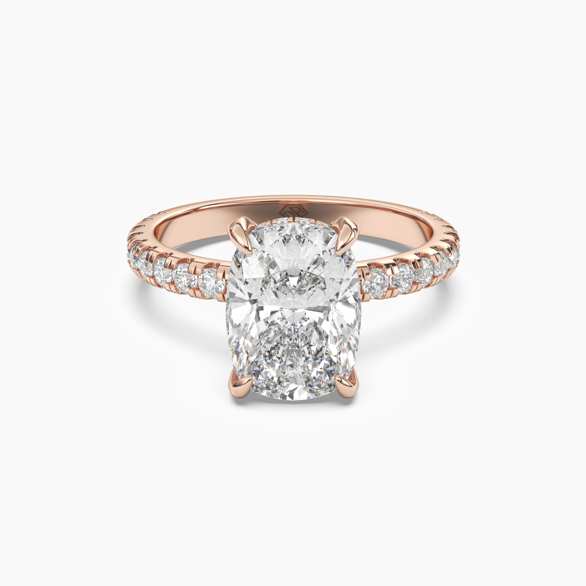 Breeze Cushion Hidden Halo 2.5 Carat Lab Grown Diamond Engagement Ring in 14K Rose Gold
