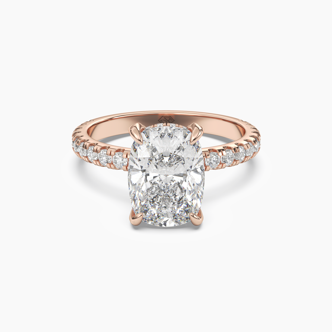 Breeze Cushion Hidden Halo 2.5 Carat Lab Grown Diamond Engagement Ring in 14K Rose Gold