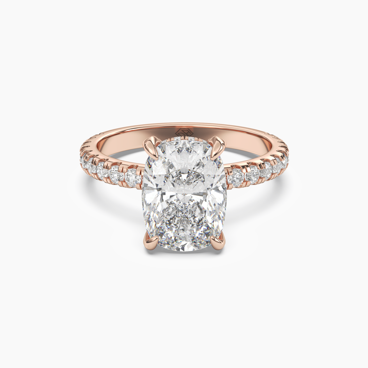 Breeze Cushion Hidden Halo 1.5 Carat Lab Grown Diamond Engagement Ring in 14K Rose Gold