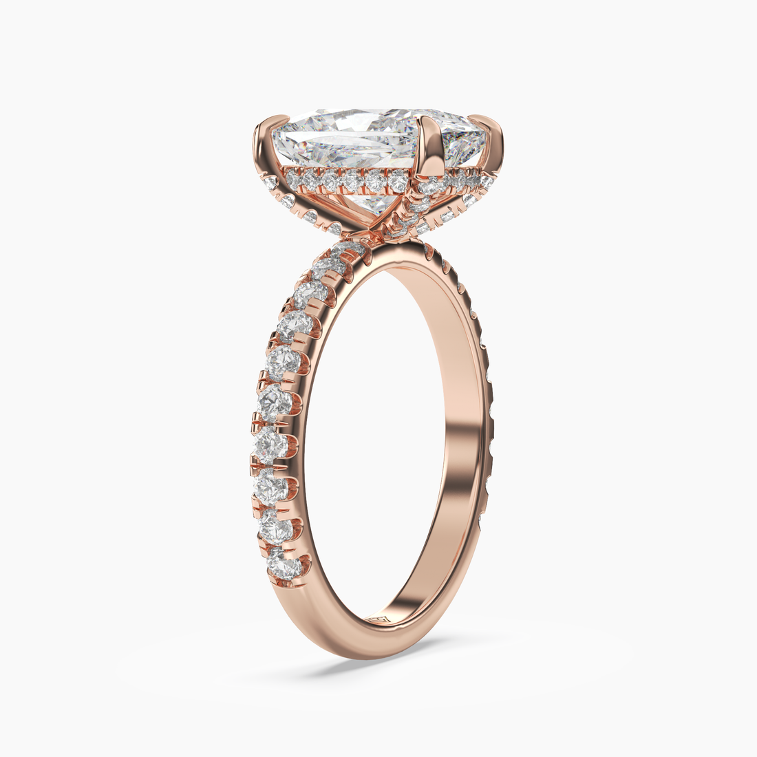 Breeze Cushion Hidden Halo 1 Carat Lab Grown Diamond Engagement Ring in 14K Yellow Gold
