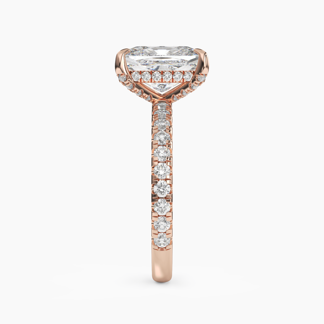 Breeze Cushion Hidden Halo 2 Carat Lab Grown Diamond Engagement Ring in 18K Rose Gold