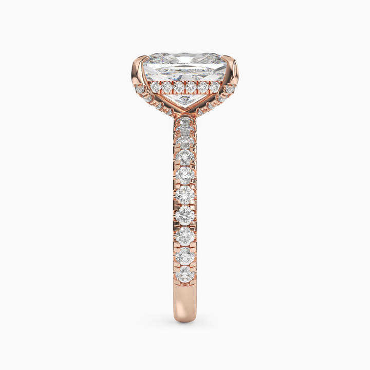 Breeze Cushion Hidden Halo 1.5 Carat Lab Grown Diamond Engagement Ring in 18K White Gold