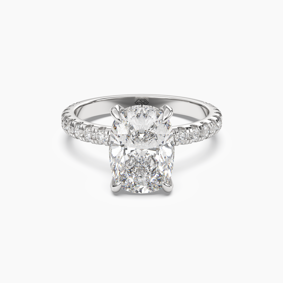 Breeze Cushion Hidden Halo Diamond Ring Setting in 14K Yellow Gold