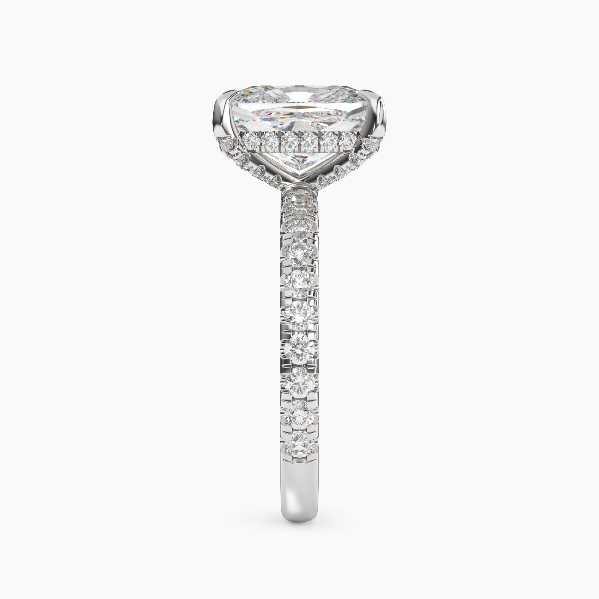 Breeze Cushion Hidden Halo Diamond Ring Setting in 18K Yellow Gold