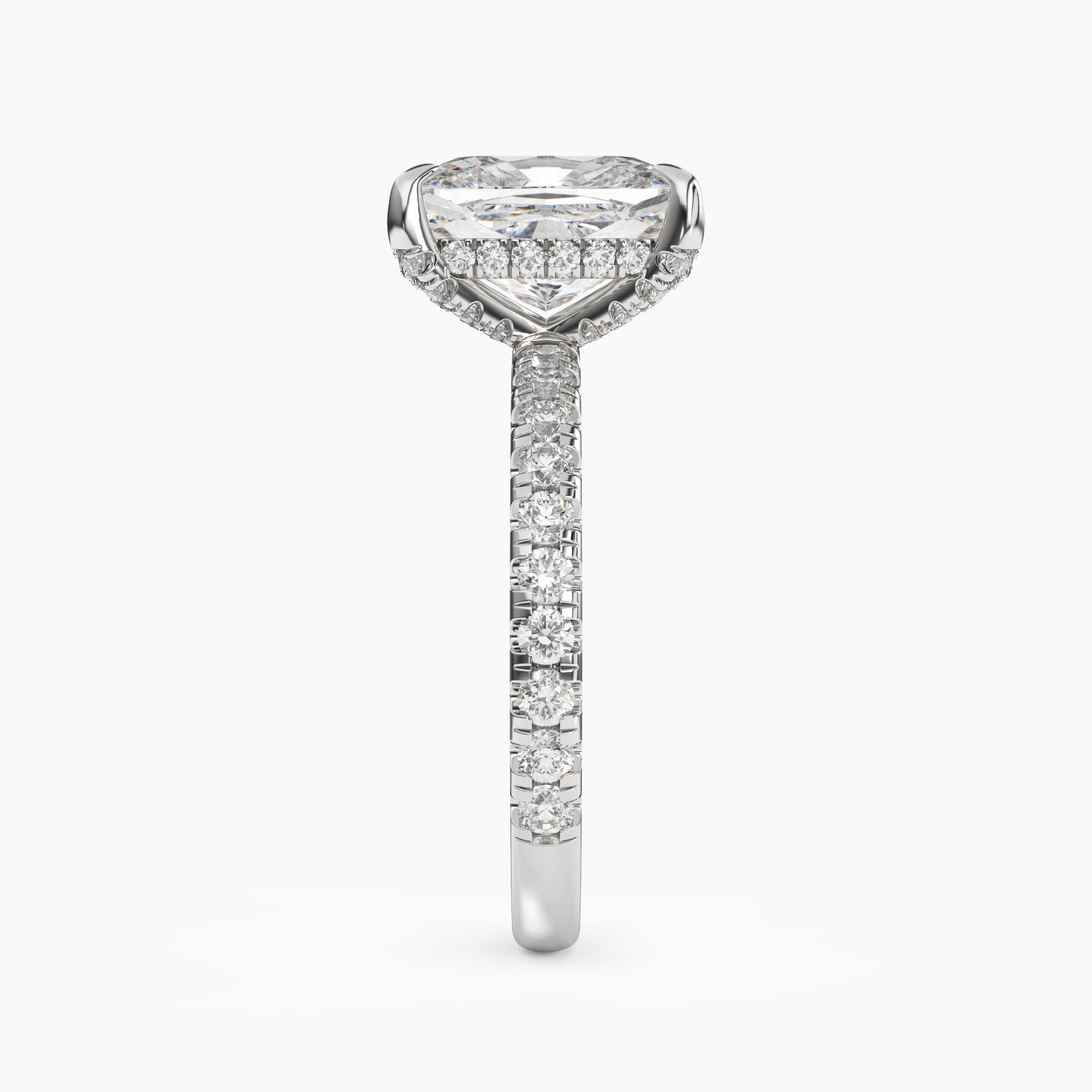 Breeze Cushion Hidden Halo Diamond Ring Setting in 18K Yellow Gold