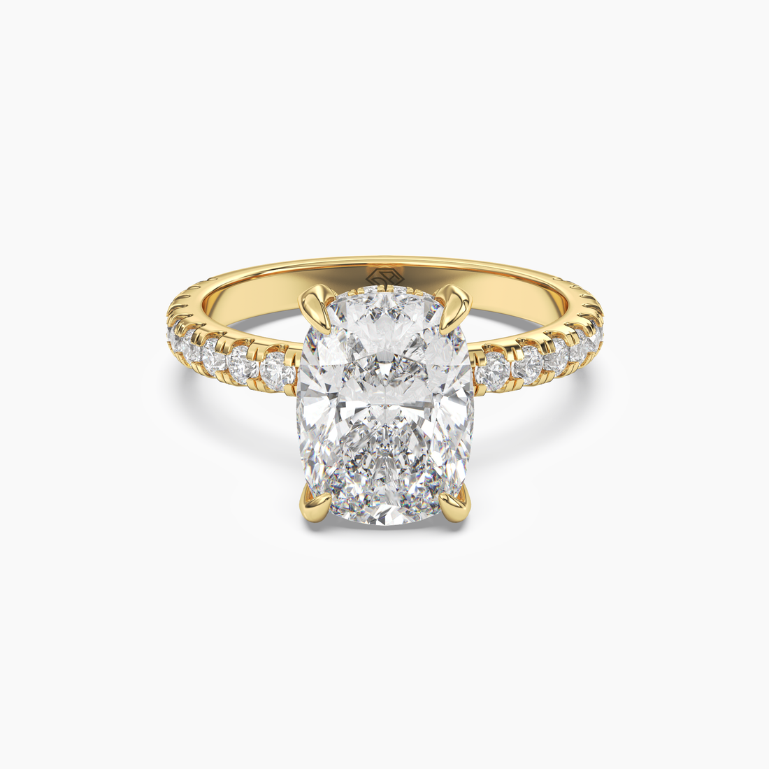 Breeze Cushion Hidden Halo 1.5 Carat Lab Grown Diamond Engagement Ring in 14K Yellow Gold