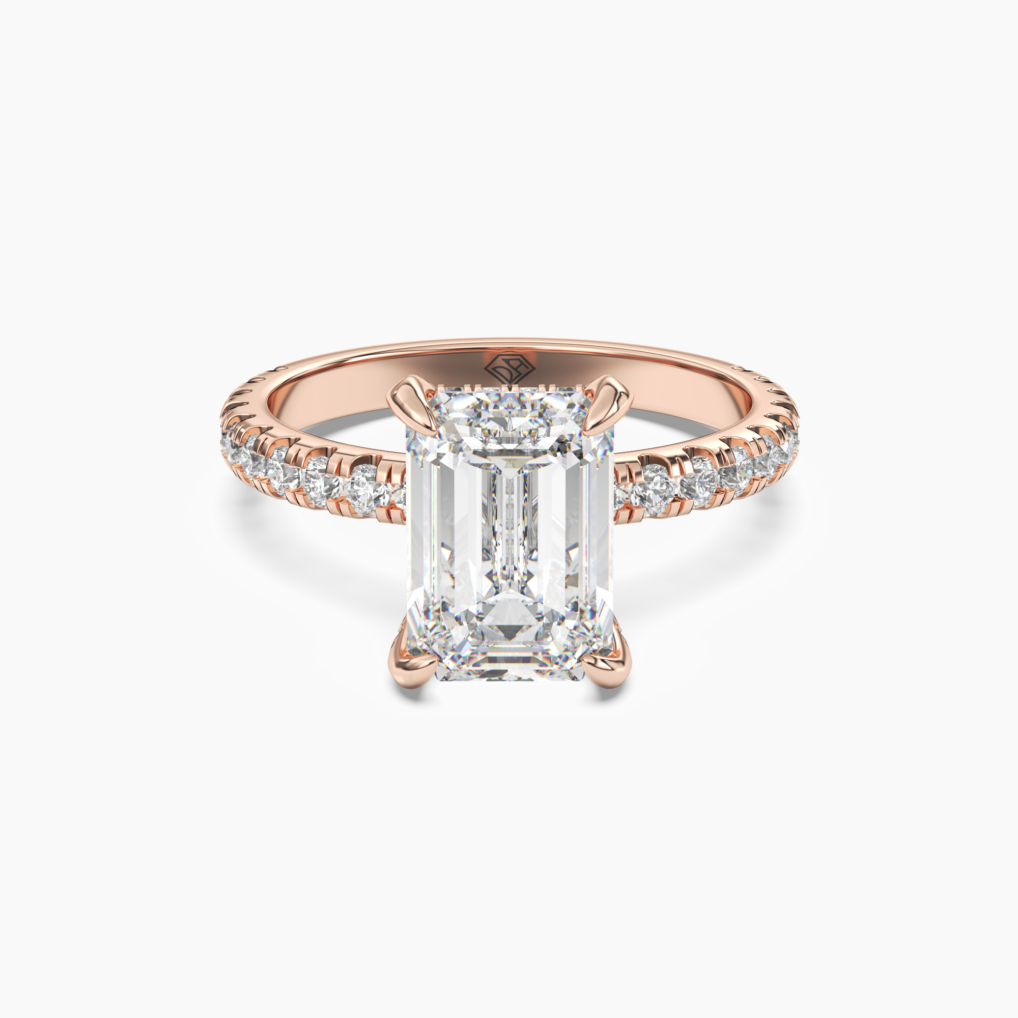 Breeze Emerald Hidden Halo Diamond Ring Setting in 18K White Gold