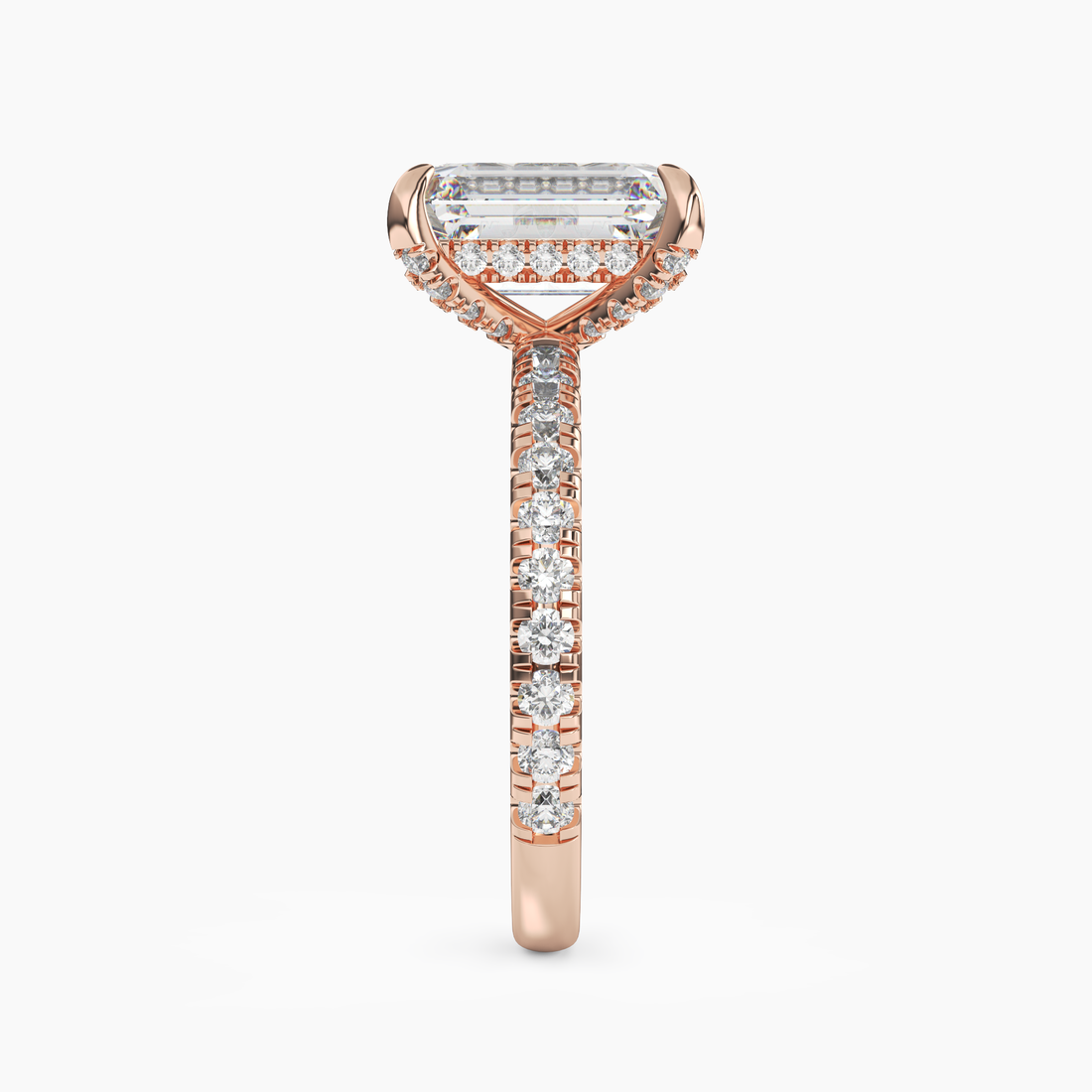 Breeze Emerald Hidden Halo Diamond Ring Setting in 18K White Gold