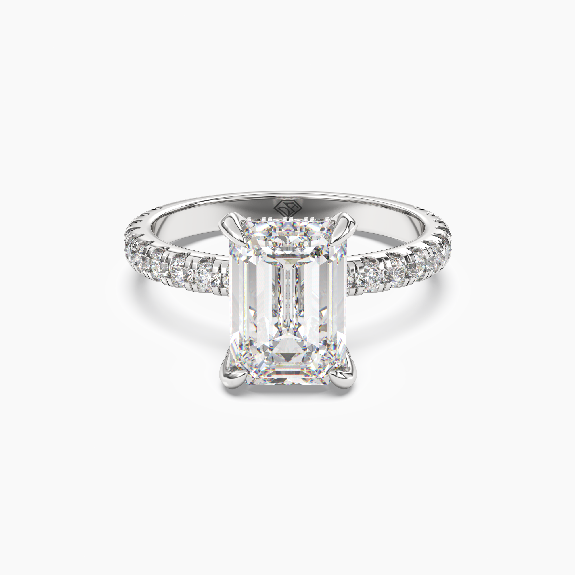 Breeze Emerald Hidden Halo 2 Carat Lab Grown Diamond Engagement Ring in 18K White Gold