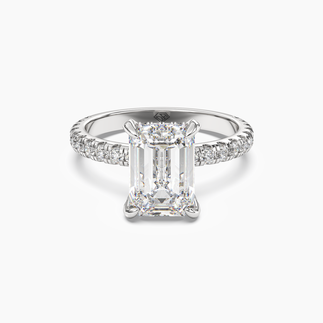 Breeze Emerald Hidden Halo 2 Carat Lab Grown Diamond Engagement Ring in 18K White Gold