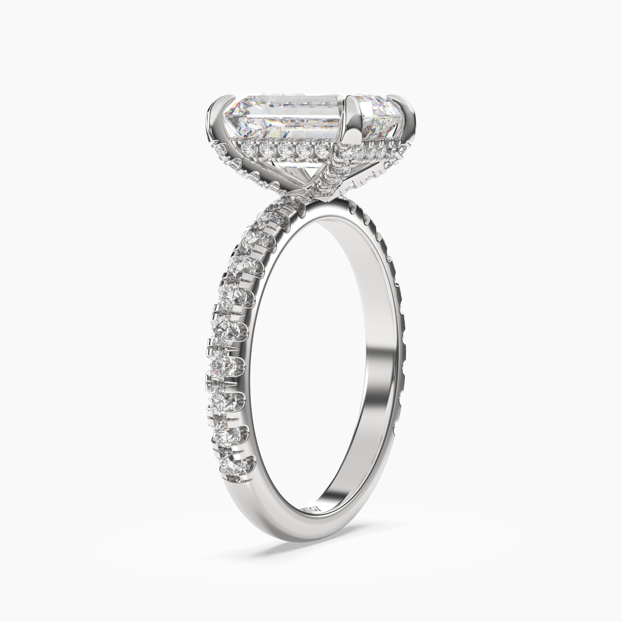 Breeze Emerald Hidden Halo 3 Carat Lab Grown Diamond Engagement Ring in 14K Yellow Gold