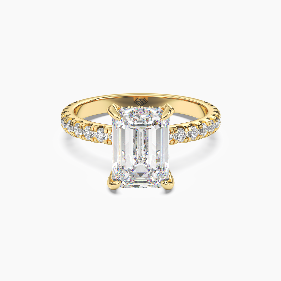 Breeze Emerald Hidden Halo 3 Carat Lab Grown Diamond Engagement Ring in 14K Yellow Gold