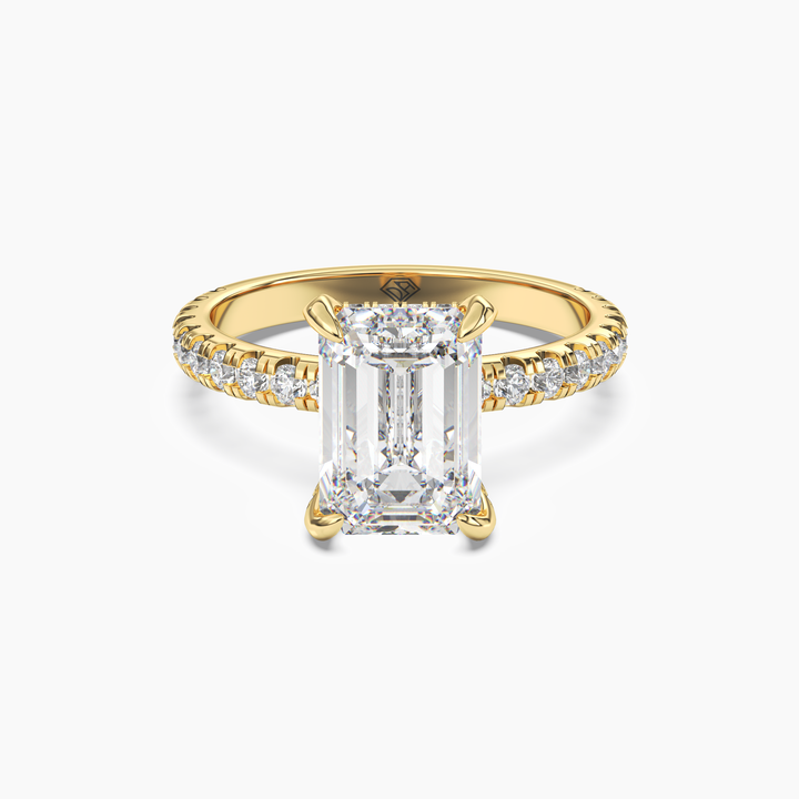 Breeze Emerald Hidden Halo 2.5 Carat Lab Grown Diamond Engagement Ring in 18K Yellow Gold