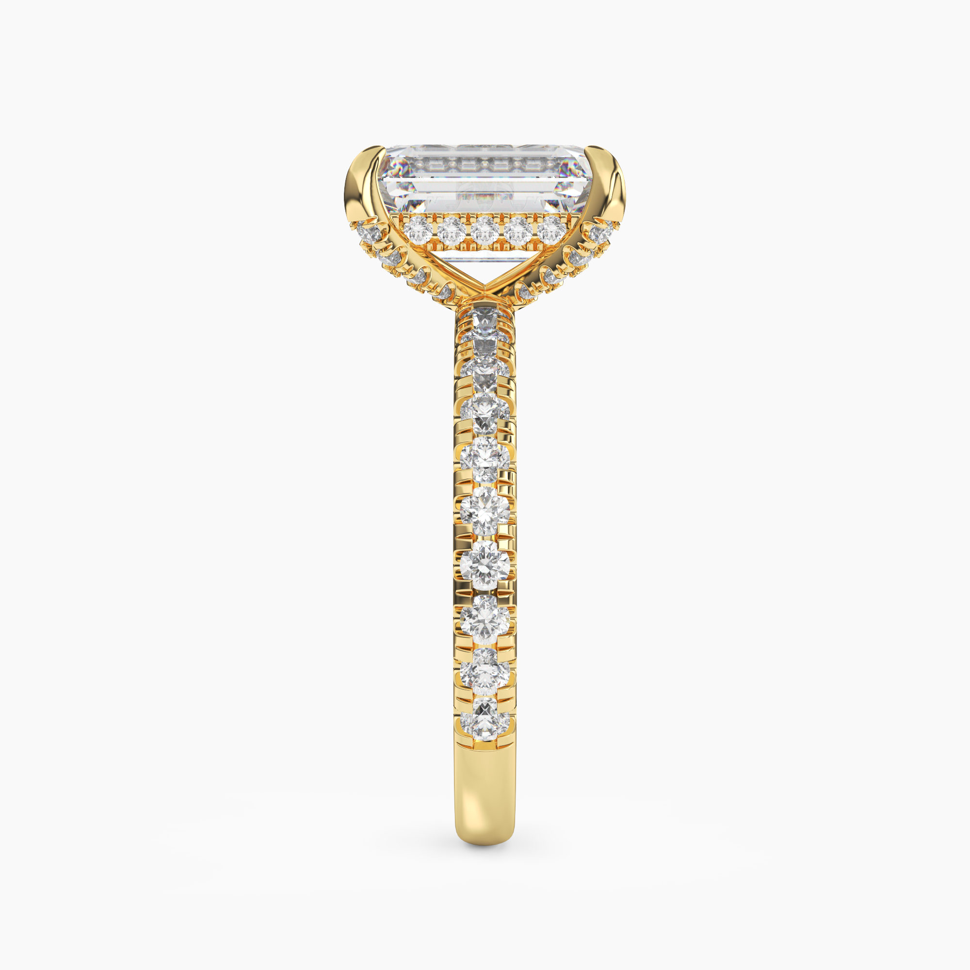 Breeze Emerald Hidden Halo Diamond Ring Setting in 14K White Gold