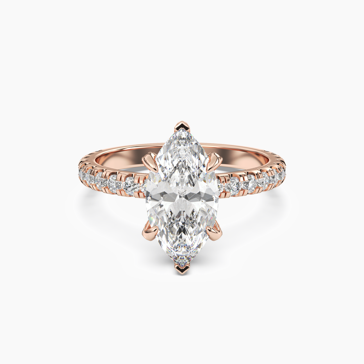 Breeze Marquise Hidden Halo 3 Carat Lab Grown Diamond Engagement Ring in 18K Rose Gold