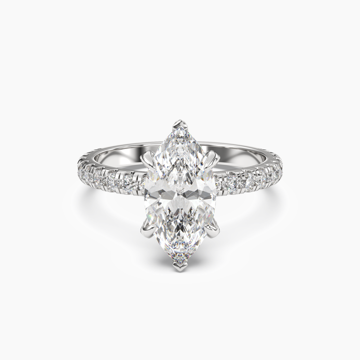 Breeze Marquise Hidden Halo 3 Carat Lab Grown Diamond Engagement Ring in 14K White Gold
