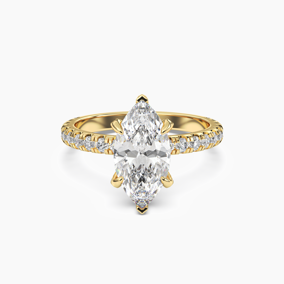 Breeze Marquise Hidden Halo Diamond Ring Setting in 14K Yellow Gold