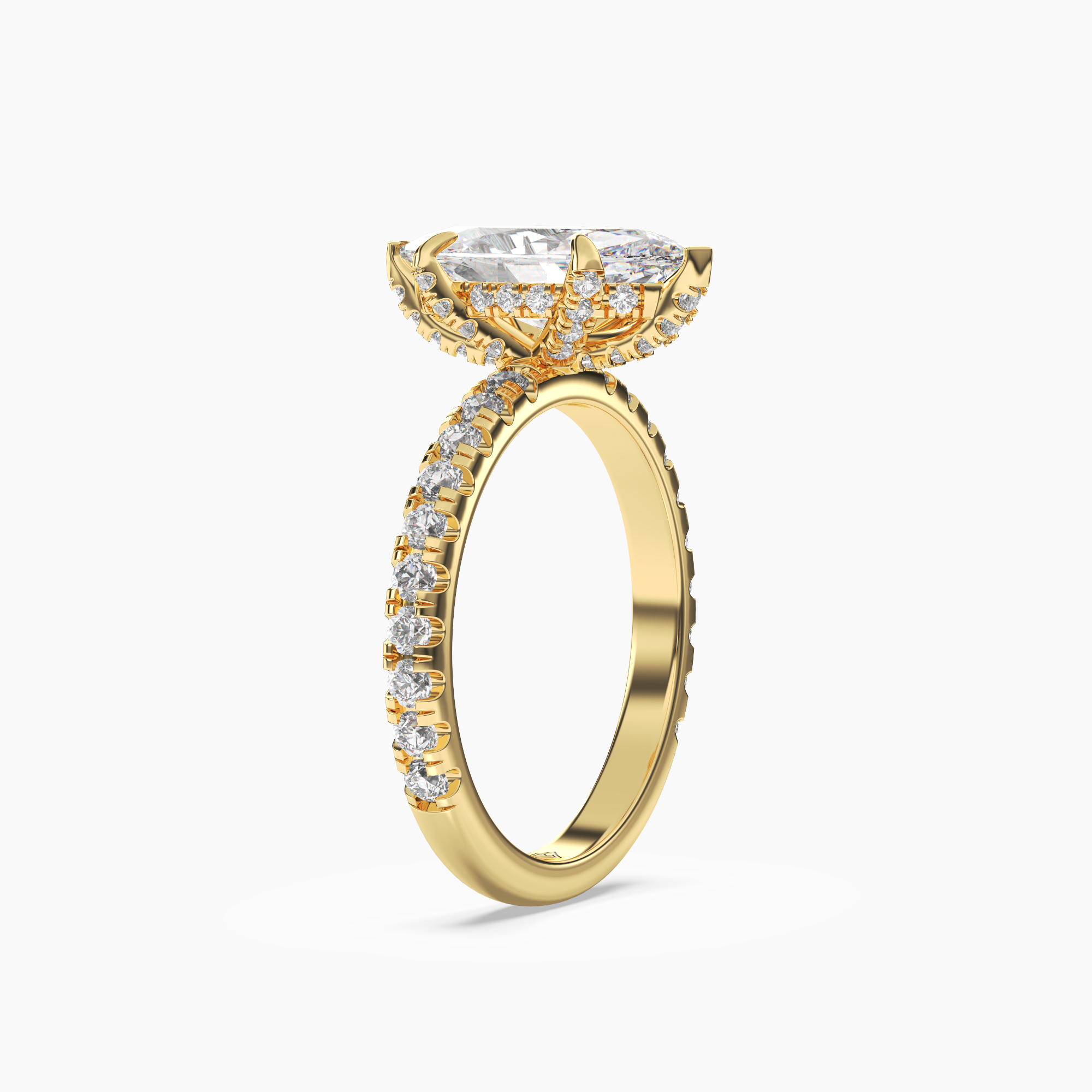 Breeze Marquise Hidden Halo 1.5 Carat Lab Grown Diamond Engagement Ring in 14K Rose Gold