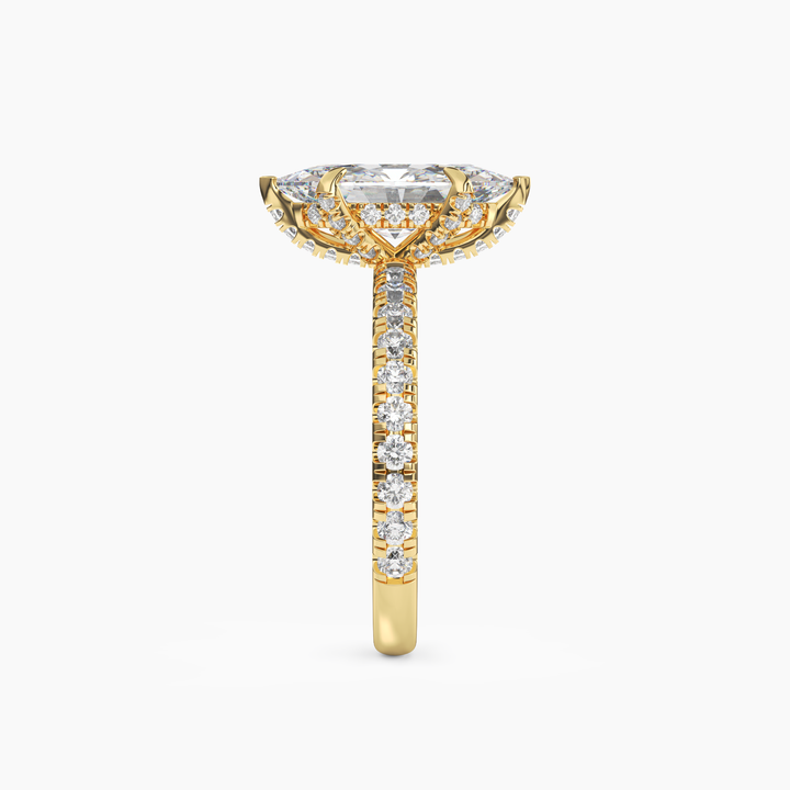 Breeze Marquise Hidden Halo 3 Carat Lab Grown Diamond Engagement Ring in 18K Rose Gold