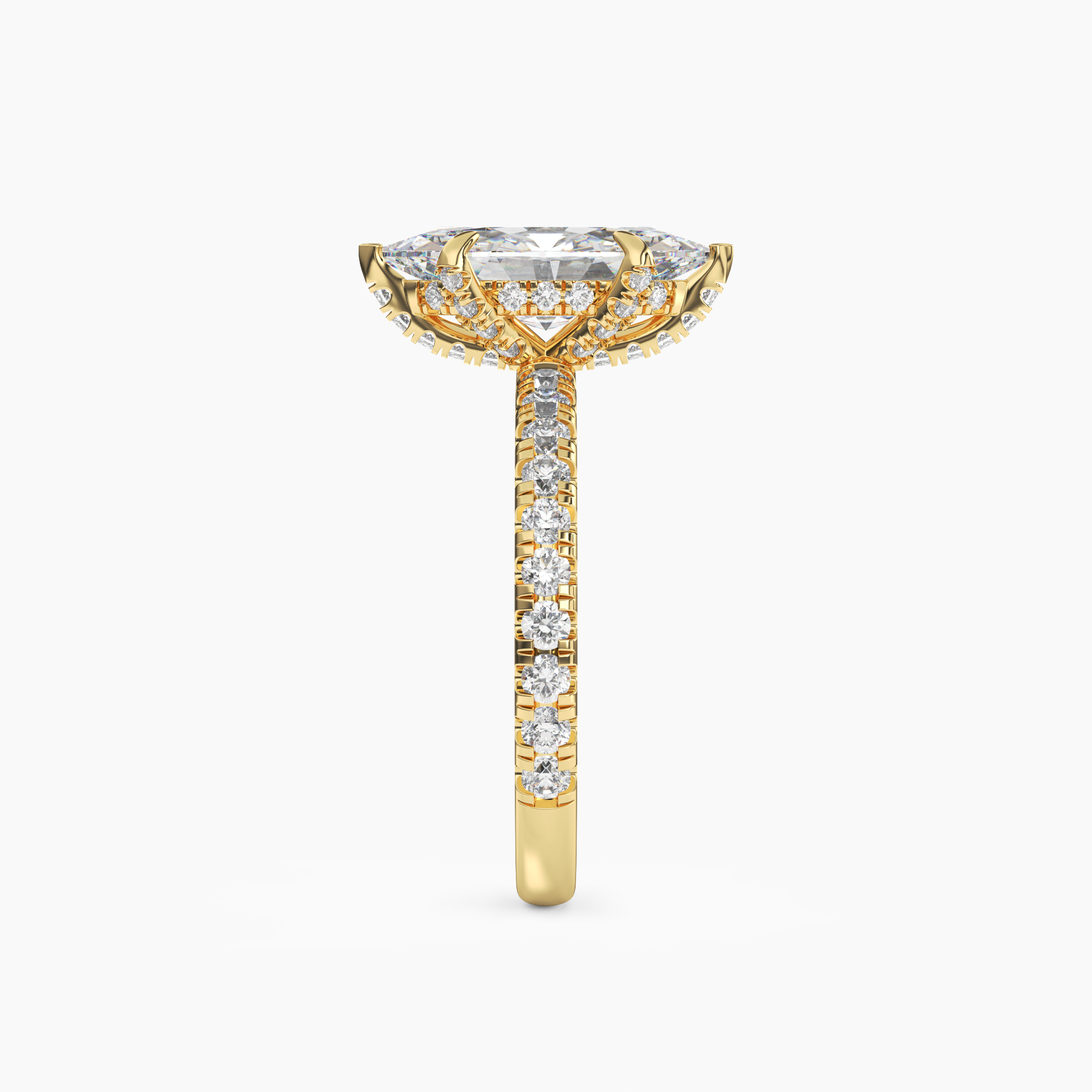 Breeze Marquise Hidden Halo 1 Carat Lab Grown Diamond Engagement Ring in 14K Yellow Gold
