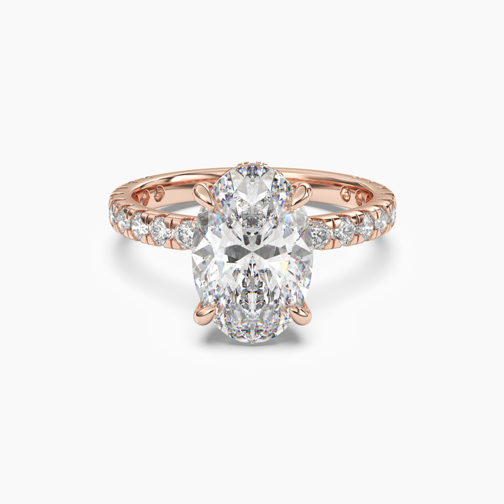 Breeze Oval Hidden Halo 1.5 Carat Lab Grown Diamond Engagement Ring in 14K Rose Gold
