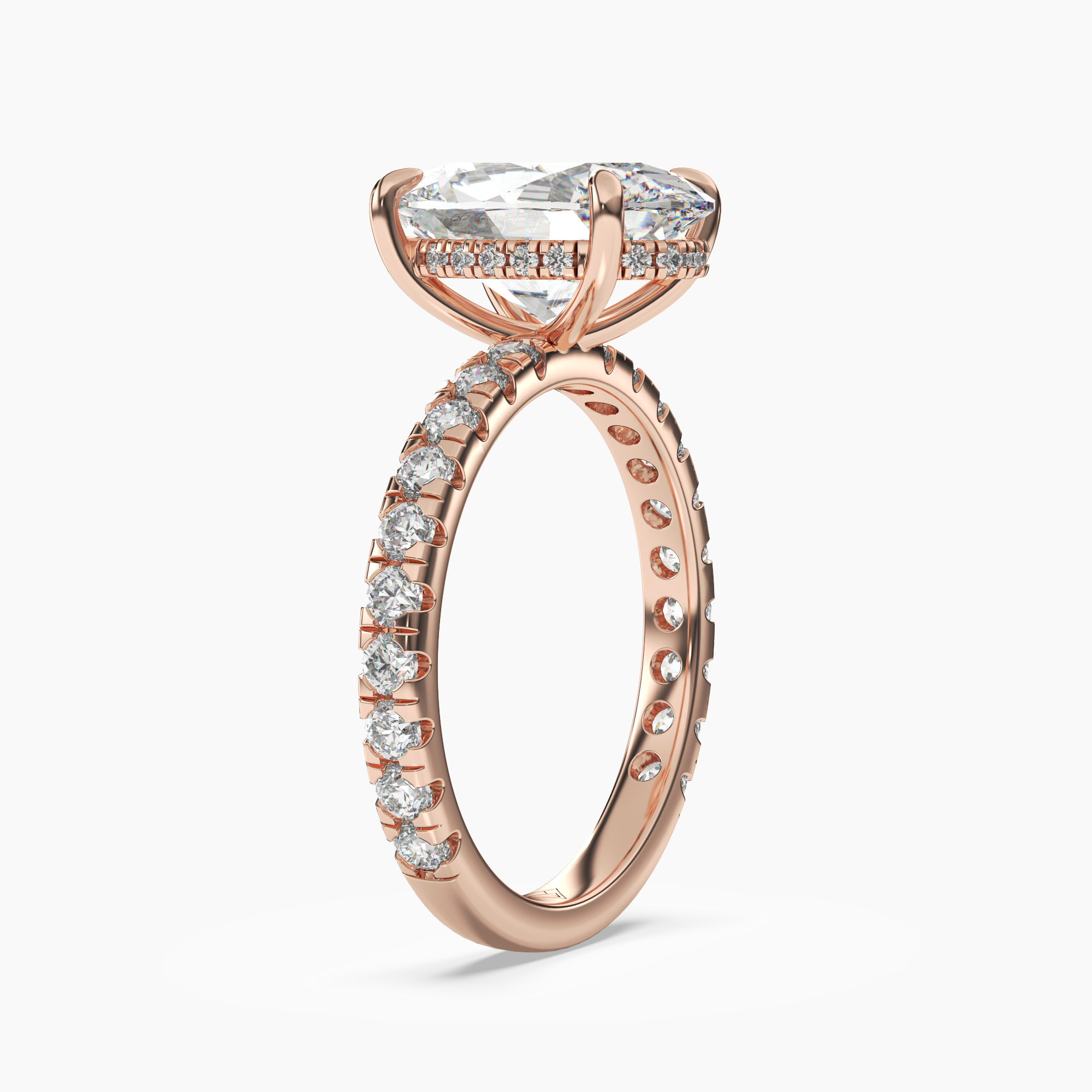 Breeze Oval Hidden Halo 3 Carat Lab Grown Diamond Engagement Ring in 18K Rose Gold