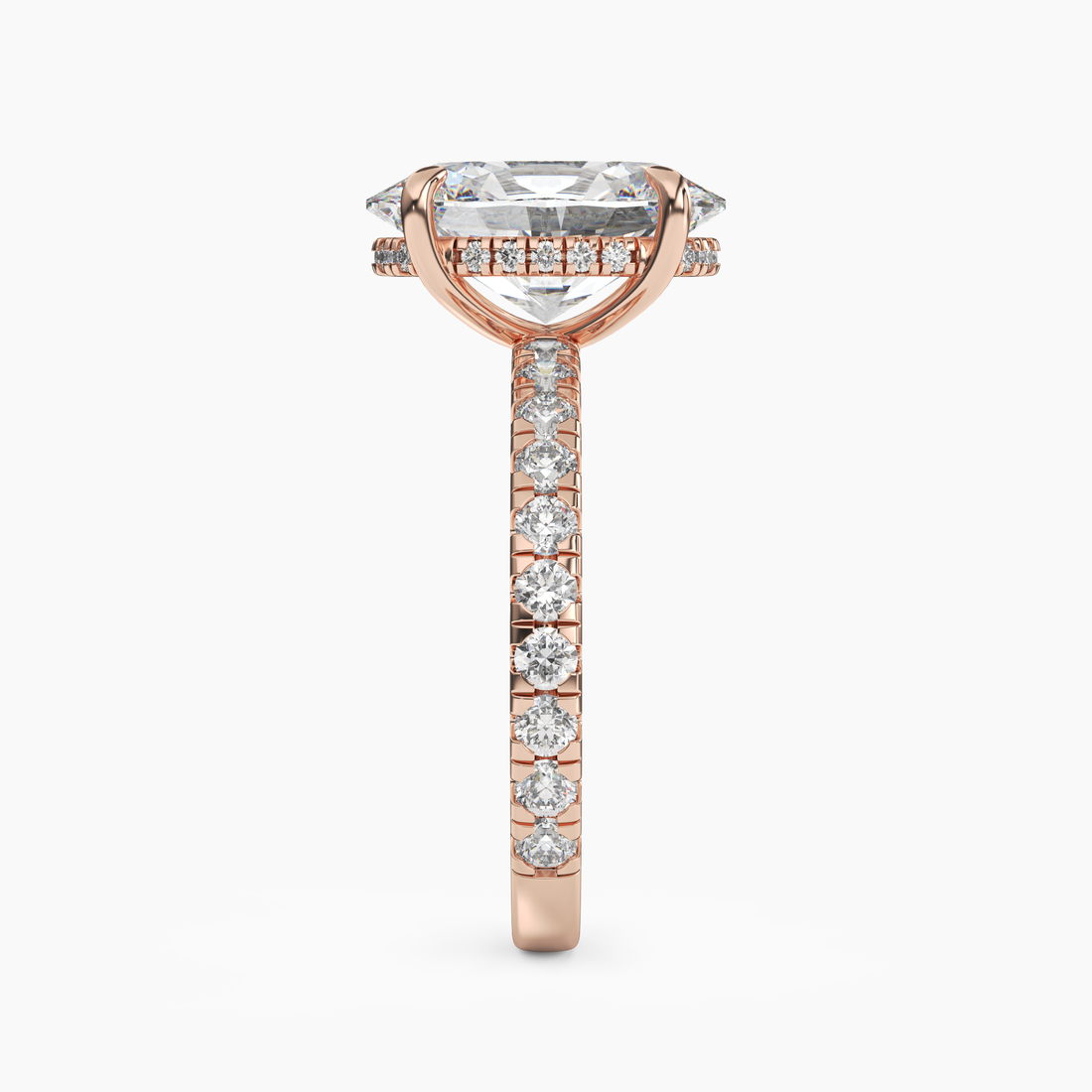 Breeze Oval Hidden Halo 2.5 Carat Lab Grown Diamond Engagement Ring in 18K Rose Gold