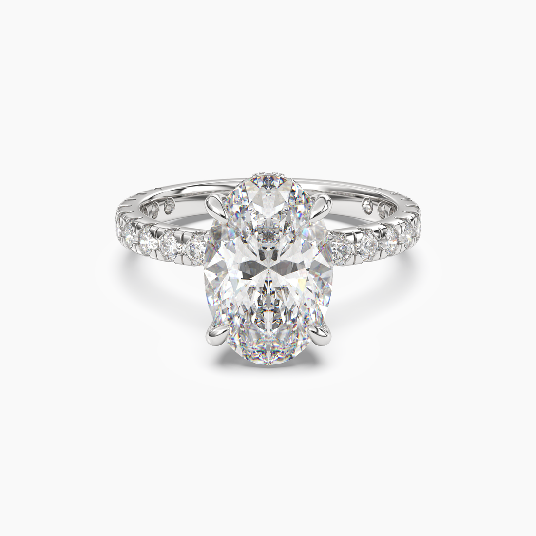 Breeze Oval Hidden Halo 3 Carat Lab Grown Diamond Engagement Ring in 18K Yellow Gold