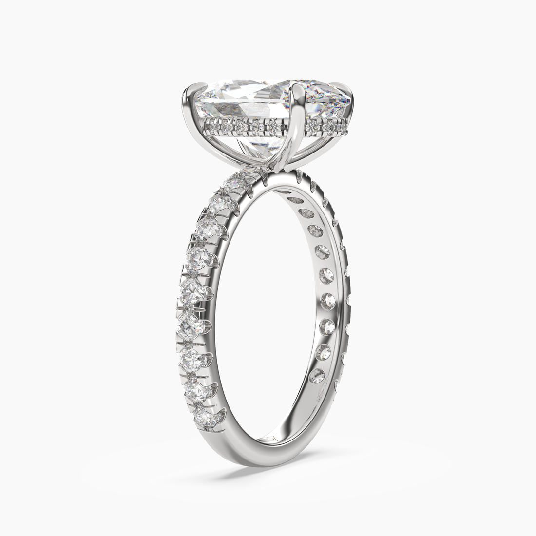 Breeze Oval Hidden Halo Diamond Ring Setting in 18K White Gold