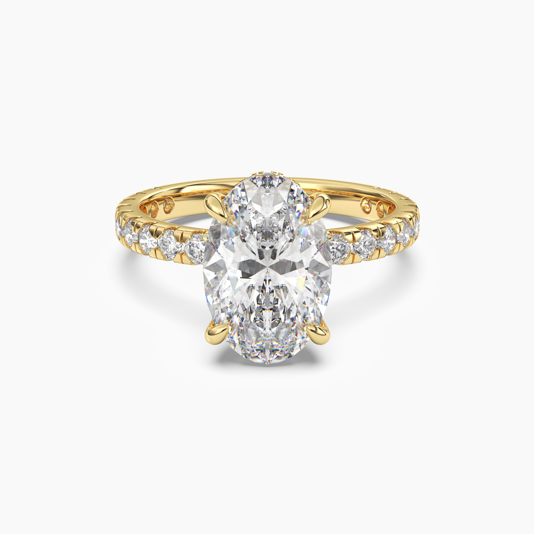 Breeze Oval Hidden Halo 3 Carat Lab Grown Diamond Engagement Ring in 14K Rose Gold