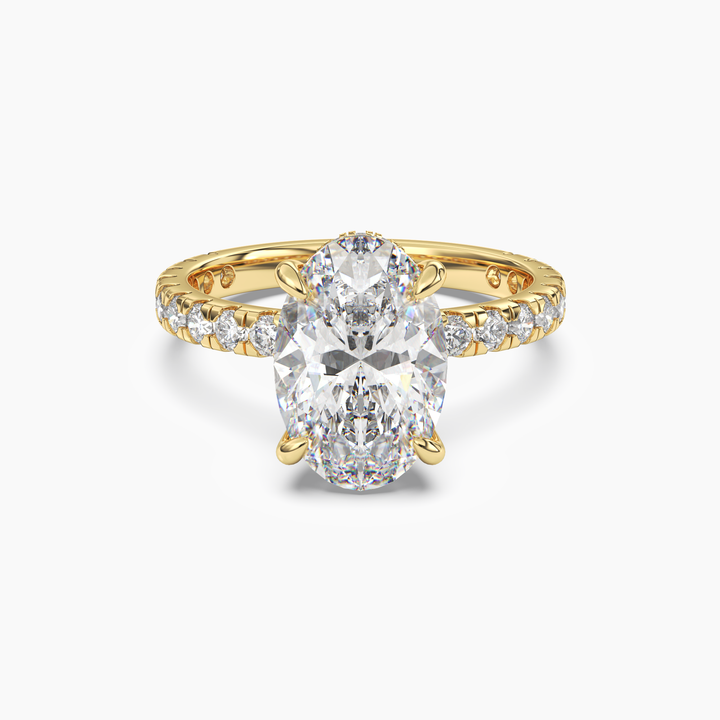 Breeze Oval Hidden Halo 2 Carat Lab Grown Diamond Engagement Ring in 18K Yellow Gold