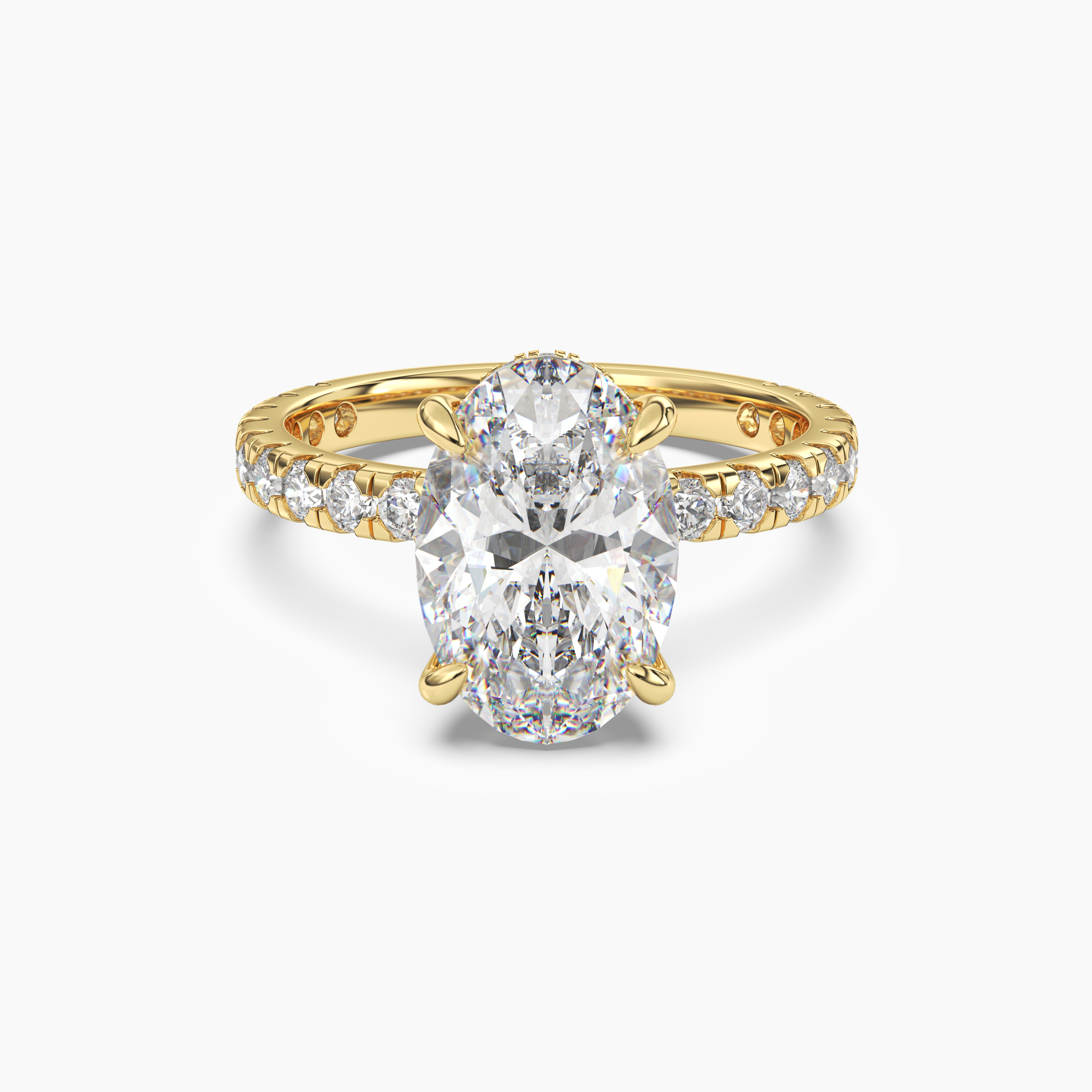 Breeze Oval Hidden Halo 2.5 Carat Lab Grown Diamond Engagement Ring in 18K Yellow Gold