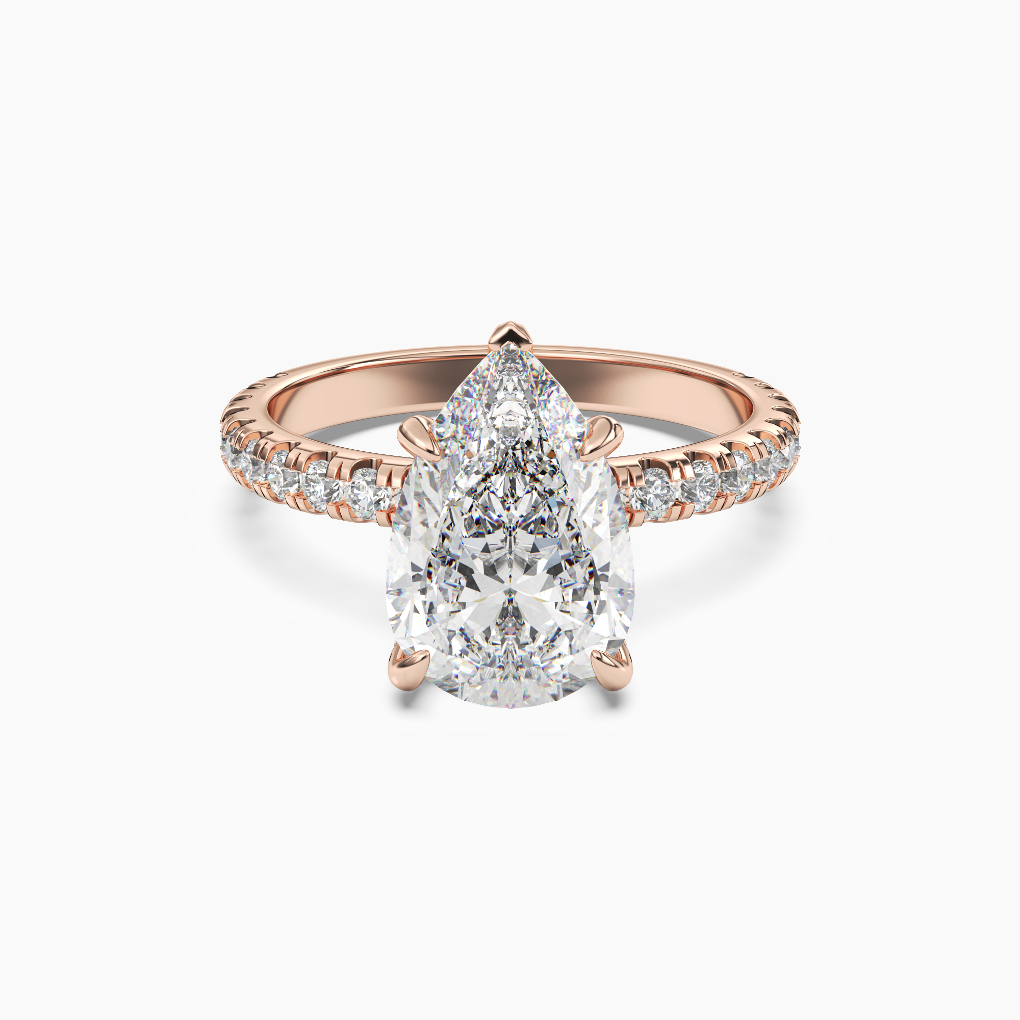 Breeze Pear Hidden Halo 2 Carat Lab Grown Diamond Engagement Ring in 18K Yellow Gold