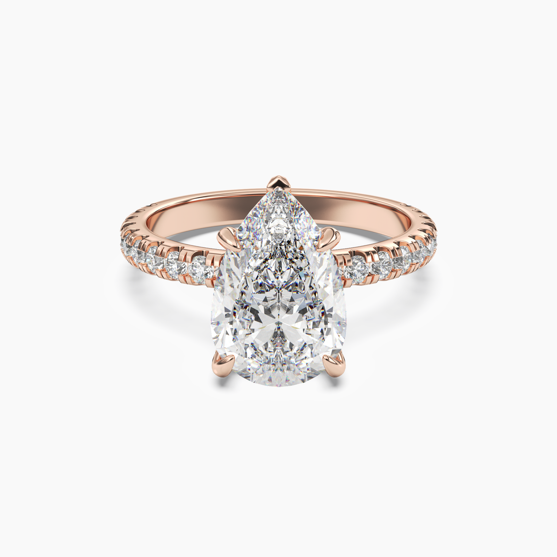 Breeze Pear Hidden Halo 2.5 Carat Lab Grown Diamond Engagement Ring in 14K Rose Gold