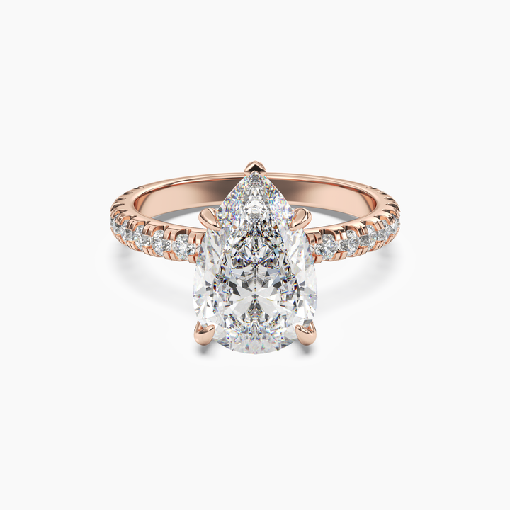 Breeze Pear Hidden Halo 1.5 Carat Lab Grown Diamond Engagement Ring in 14K Rose Gold