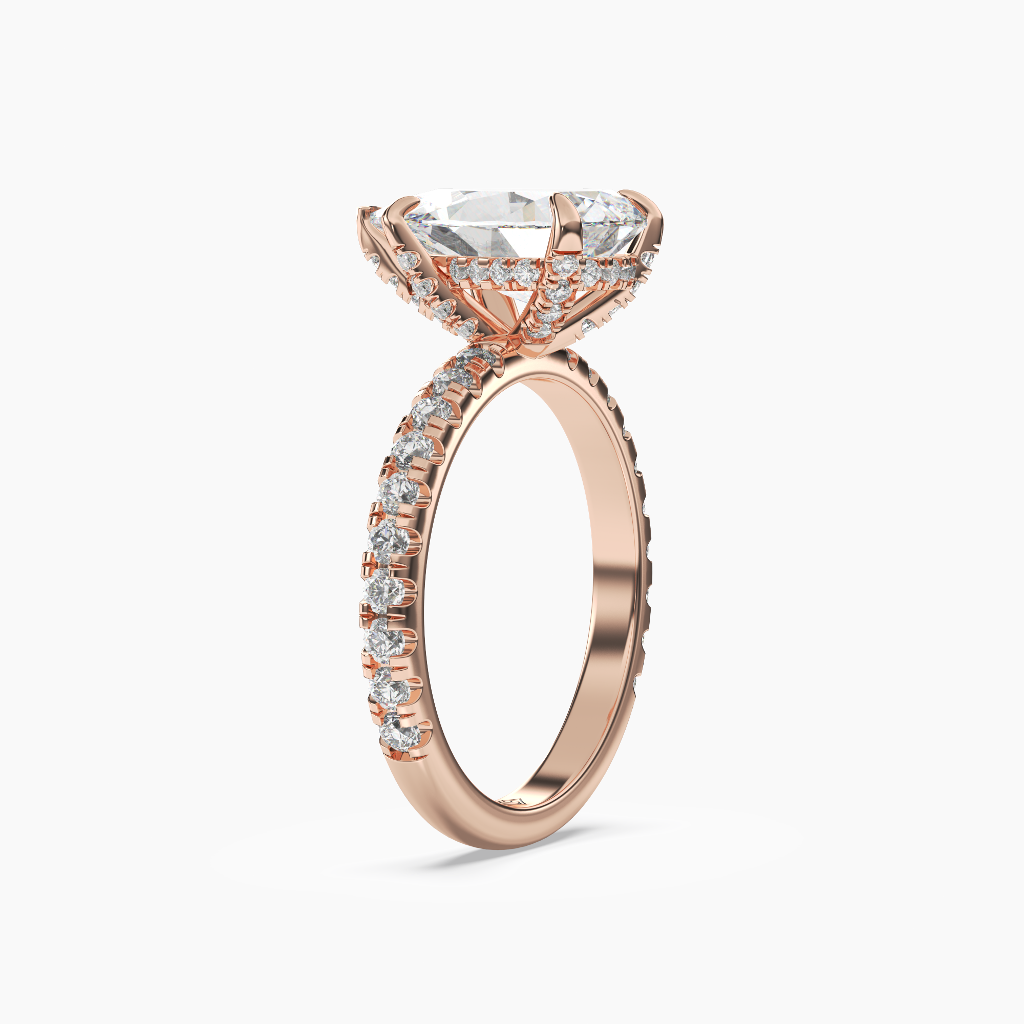 Breeze Pear Hidden Halo 1 Carat Lab Grown Diamond Engagement Ring in 18K Yellow Gold